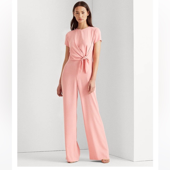 Ralph Lauren Pants - 144. RALPH LAUREN Lauren Tie-waist Wide-leg Jumpsuit in Blush Pink Size 2